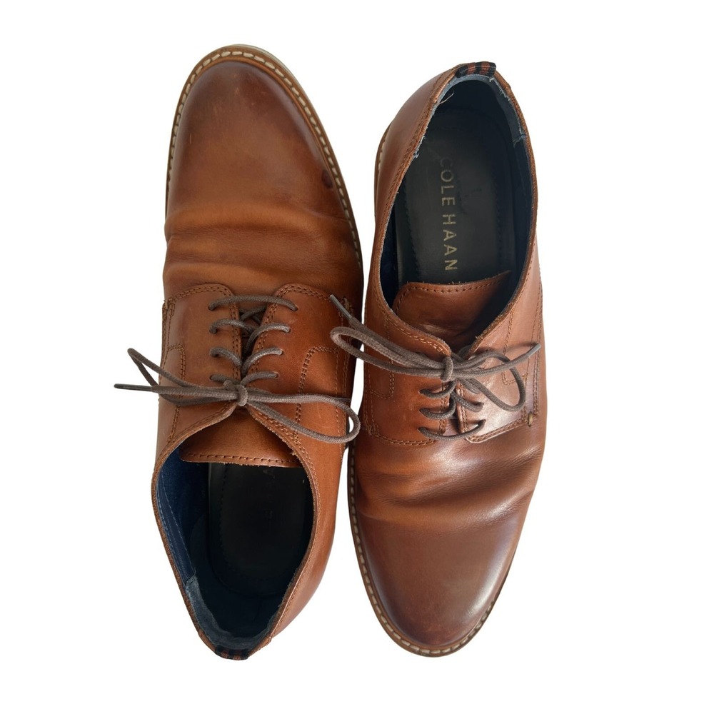 Cole Haan Men's Brown Morris Plain Oxford Leather Lace-Up‎ Dress Shoes Sz 10